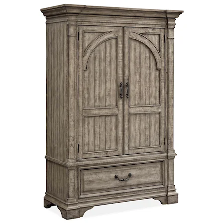 Transitional 1-Drawer Armoire with Adjustable Interior Shelving